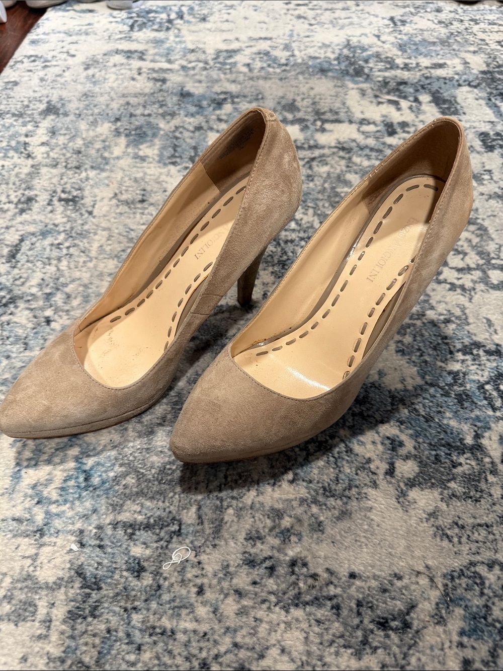 Enzo Angiolini Taupe Suede Pointed Pumps
